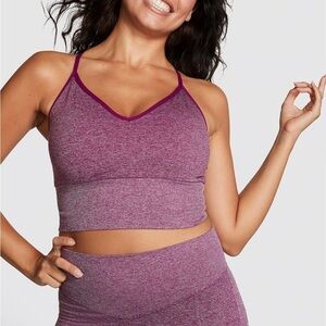 VS Pink Seamless Longline Sports Bra Vivid Magenta Marl small racerback crop